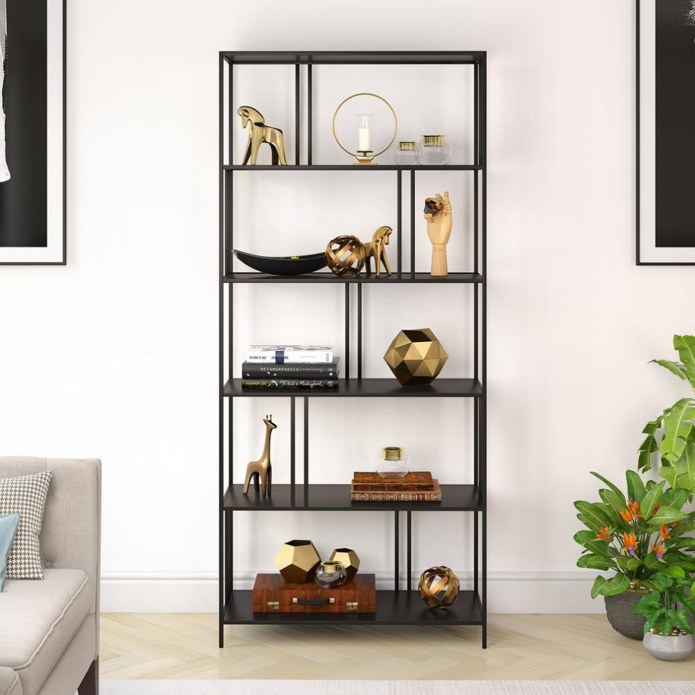 Cortland 34'' Wide Rectangular Bookcase in Blackened Bronze