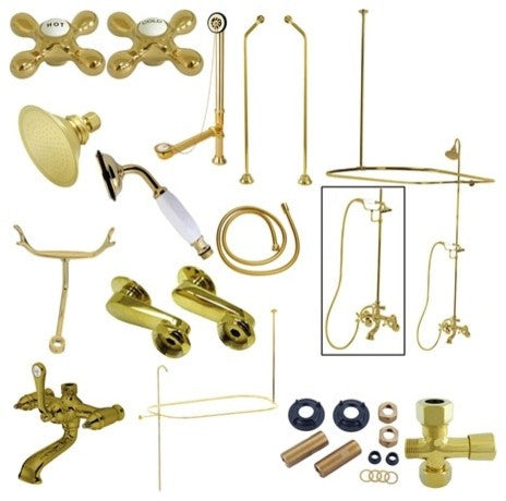 Kingston Brass Clawfoot Tub Faucet Package, Polished Brass