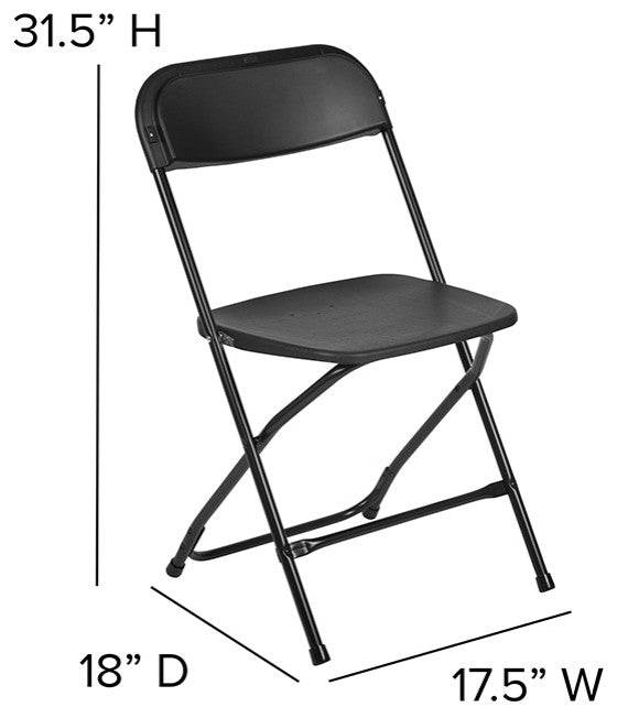 Hercules Series Plastic Folding Chair - 2 Pack 650LB Weight Capacity, Black