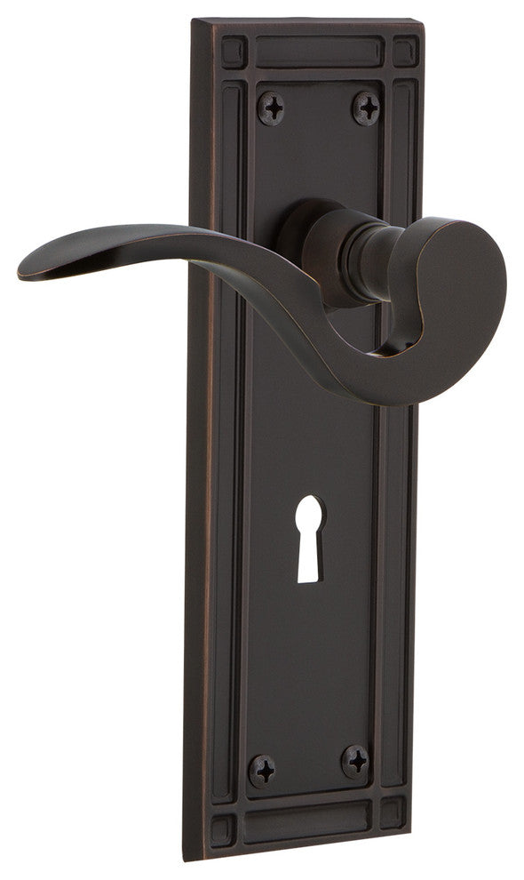 Mission Plate With Keyhole Manor Lever, Timeless Bronze, Privacy, Non-Handed