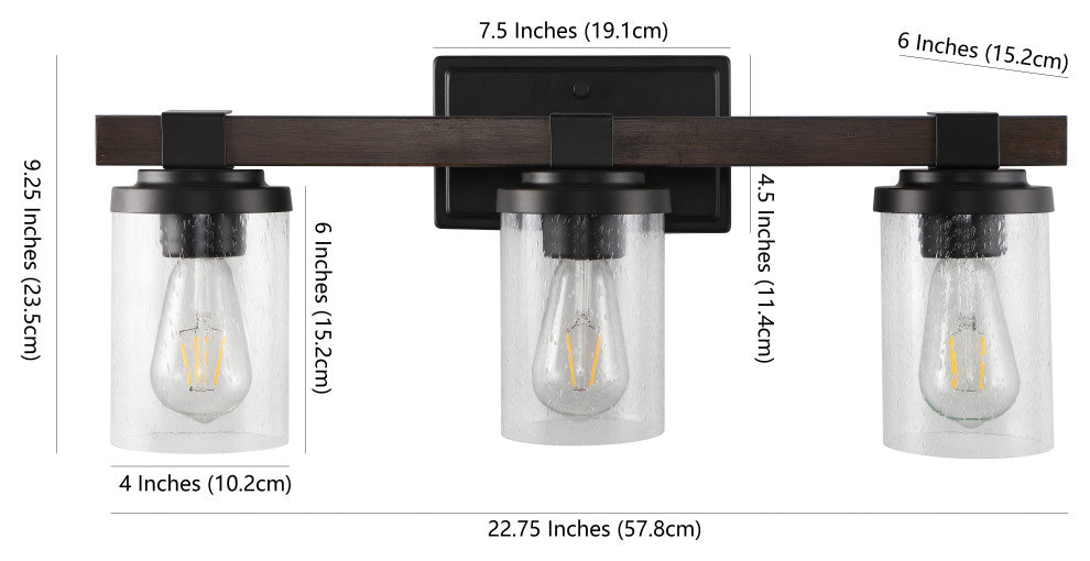 Bungalow Iron LED Vanity Light, Oil Rubbed Bronze, 3 Bulb