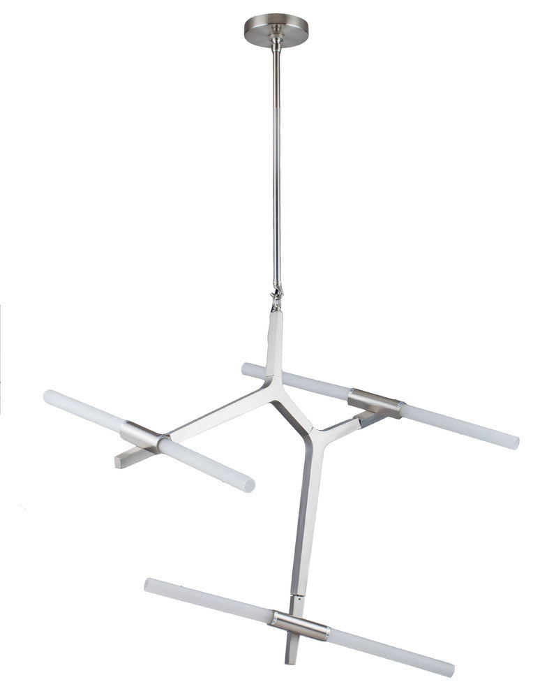 Glass Twist on Rods Light Fixture, Satin Nickel
