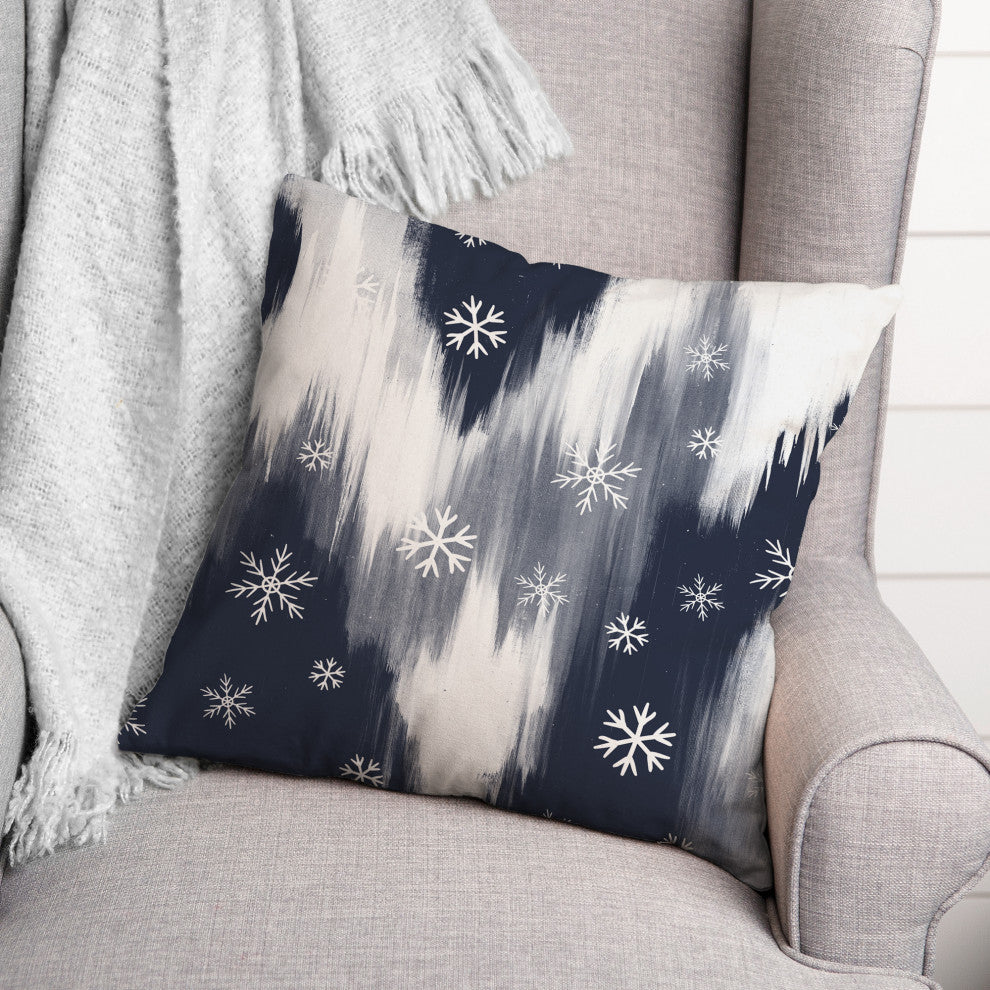 Navy Abstract Snowflakes 16x16 Spun Poly Pillow
