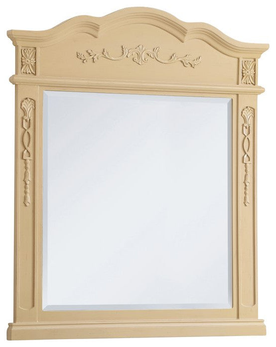 Daisy Wood Frame Mirror, 32"x38", Light Antique Beige