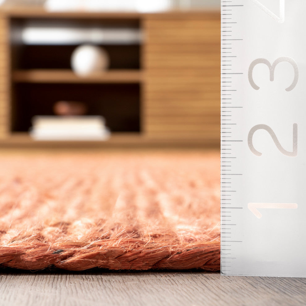 Nuloom Rigo Hand Woven Farmhouse Jute Rug, Rust 6' x 9'