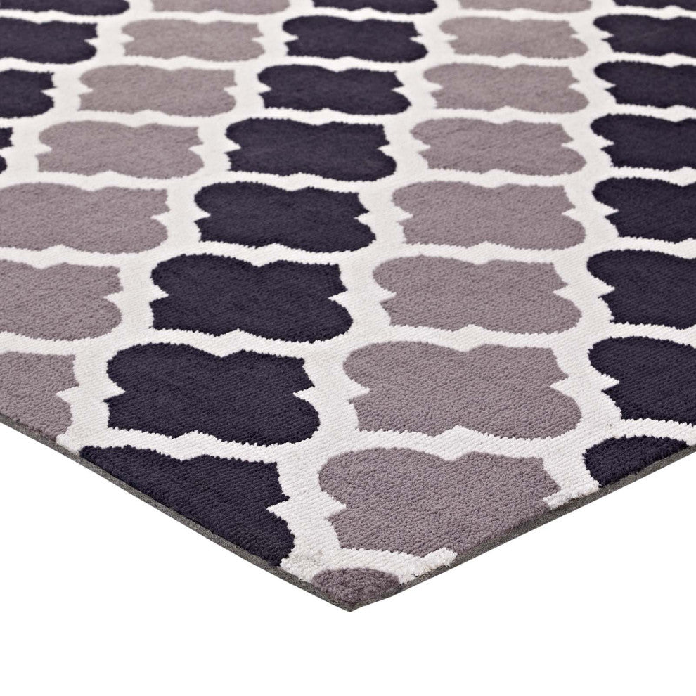 Charcoal and Black Lida Moroccan Trellis 8x10 Area Rug