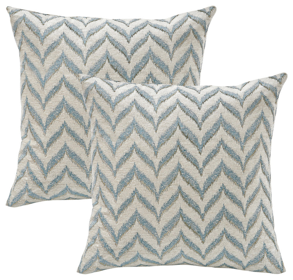 Jacquard Chenille Pillow Covers, 2-Piece Set, Light Blue, 20"x20"