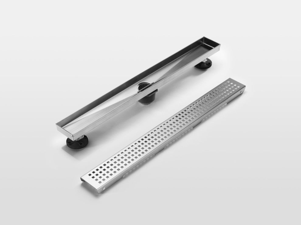 HEATGENE Linear Shower Drain Stainless Steel Rectangle, Brush, 36"