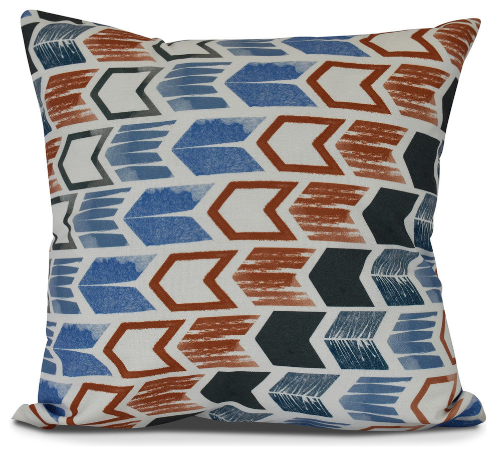 Arrow, Geometric Print Pillow, Gray, 18" x 18"