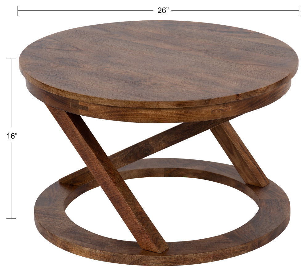 Aja Wood Coffee Table, Walnut Brown, 16x16x26