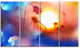 Beautiful Blurred Flowers At Sunset, Floral Canvas Art Print, 48"x28", 4 Panels