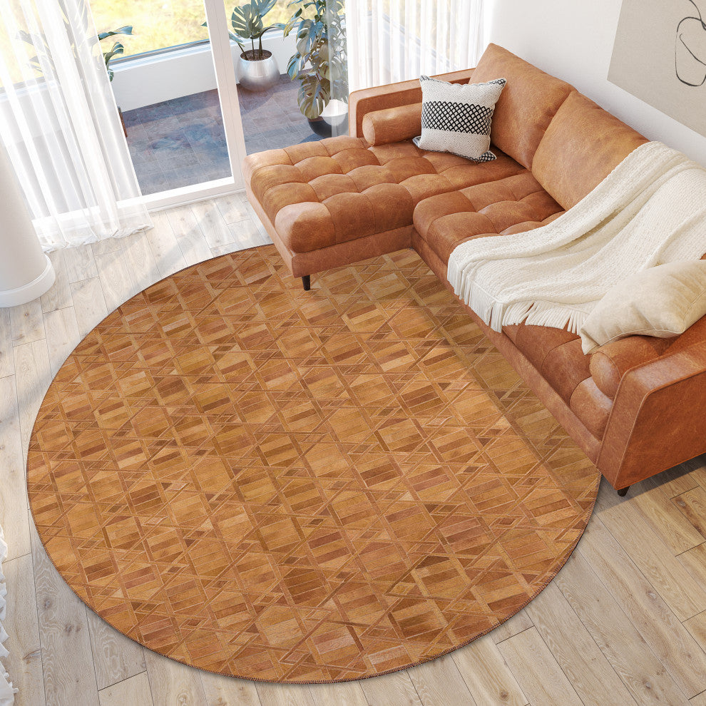 Indoor/Outdoor Stetson SS4 Spice Machine Washable 6' x 6' Round Rug