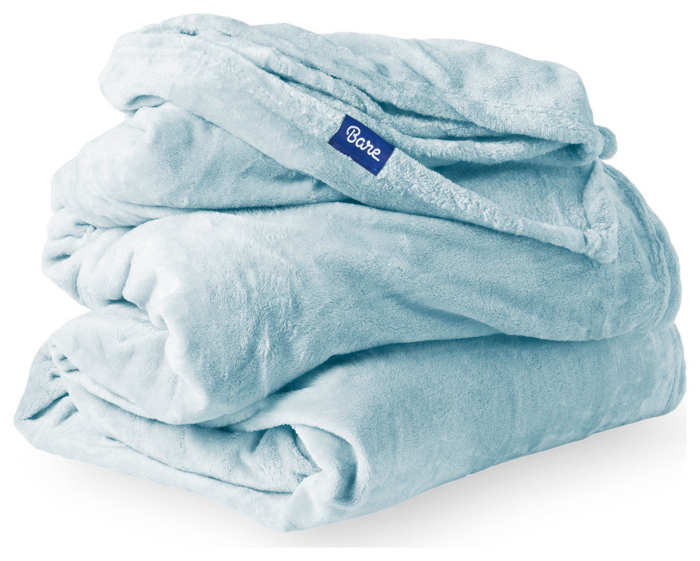 Bare Home Microplush Fleece Blanket, Light Blue, Full/Queen
