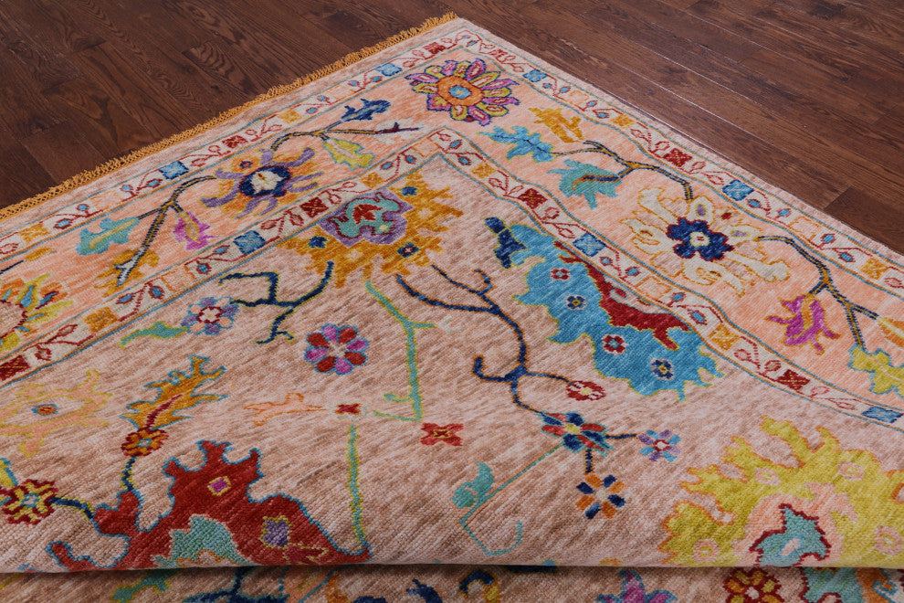 10' 3" X 13' 8" Hand-Knotted Turkish Oushak Wool Rug - Q13533