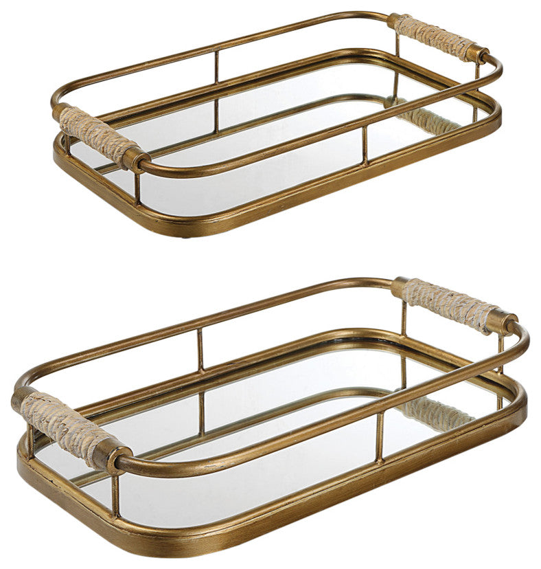 Uttermost Rosea Brushed Gold Trays, Set of 2