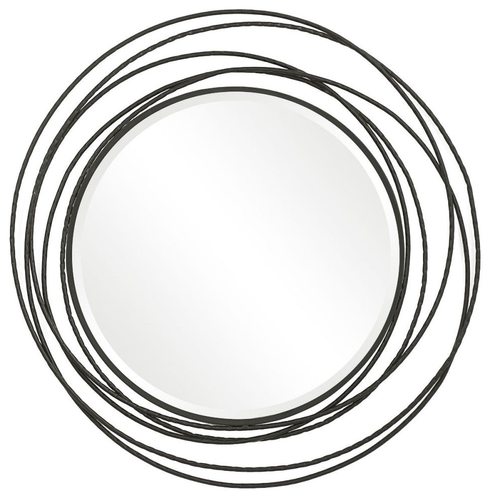 Uttermost Whirlwind Black Round Mirror