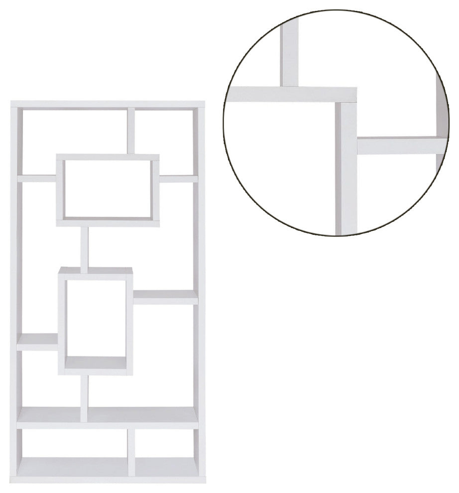 10-Shelf Rectangular Bookcase, White