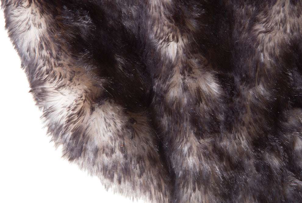 Faux Fur Christmas Stocking, Mink Brown White Striped Plush