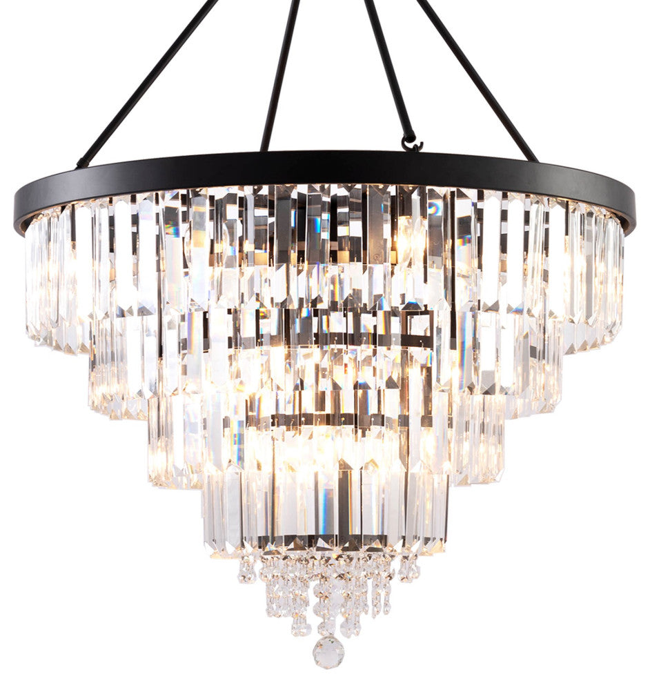 Kira Home Evangeline 44" 4-Tier Crystal Luxury Chandelier, Durable K9 Crystal