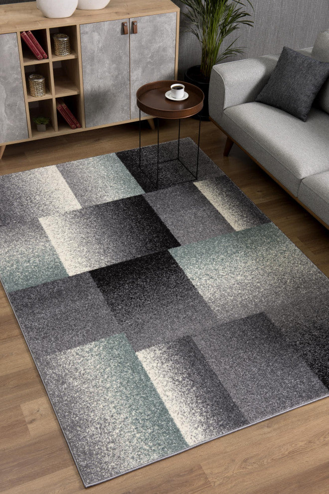 5'x8" Gray Modern Geometric Area Rug