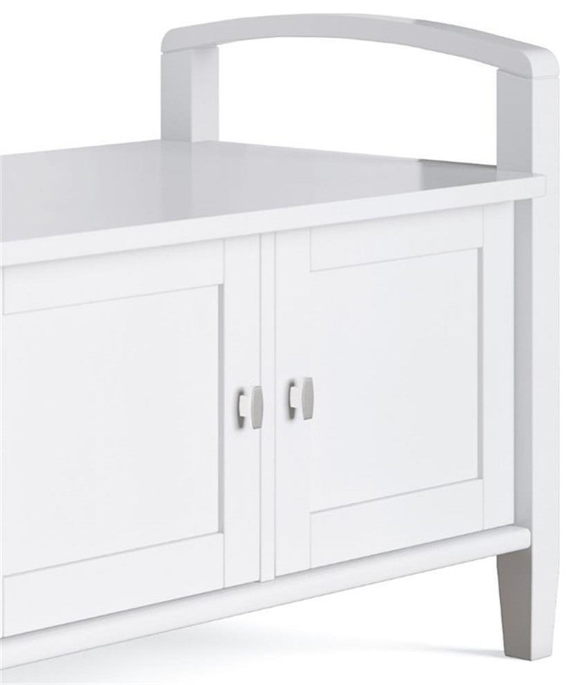 Warm Shaker Solid Wood 44 Inch Wide Transitional Entryway Storage Bench In White