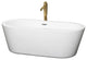67" Freestanding Bathtub, White, Chrome Trim, Floor Mounted Faucet, Gold