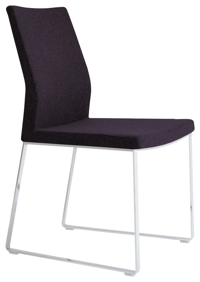 Pasha Sled Chair, Chrome Base, Dark Gray Wool