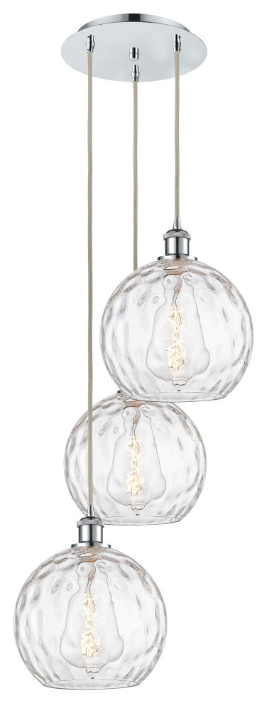 Athens Multi-Pendant, Polished Chrome, Clear Water Glass