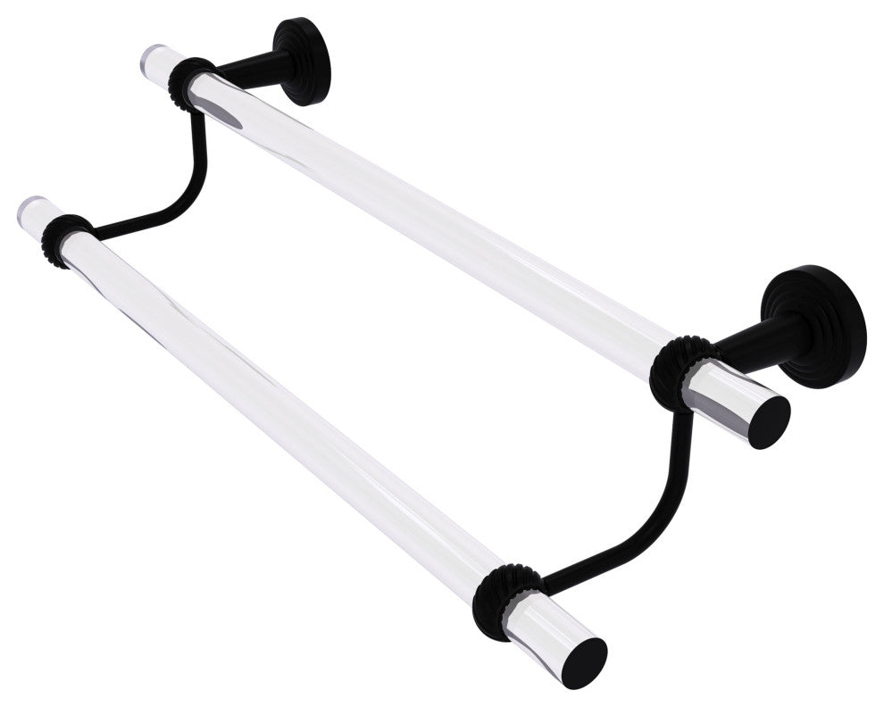Pacific Beach 36" Double Towel Bar with Twisted Accents, Matte Black