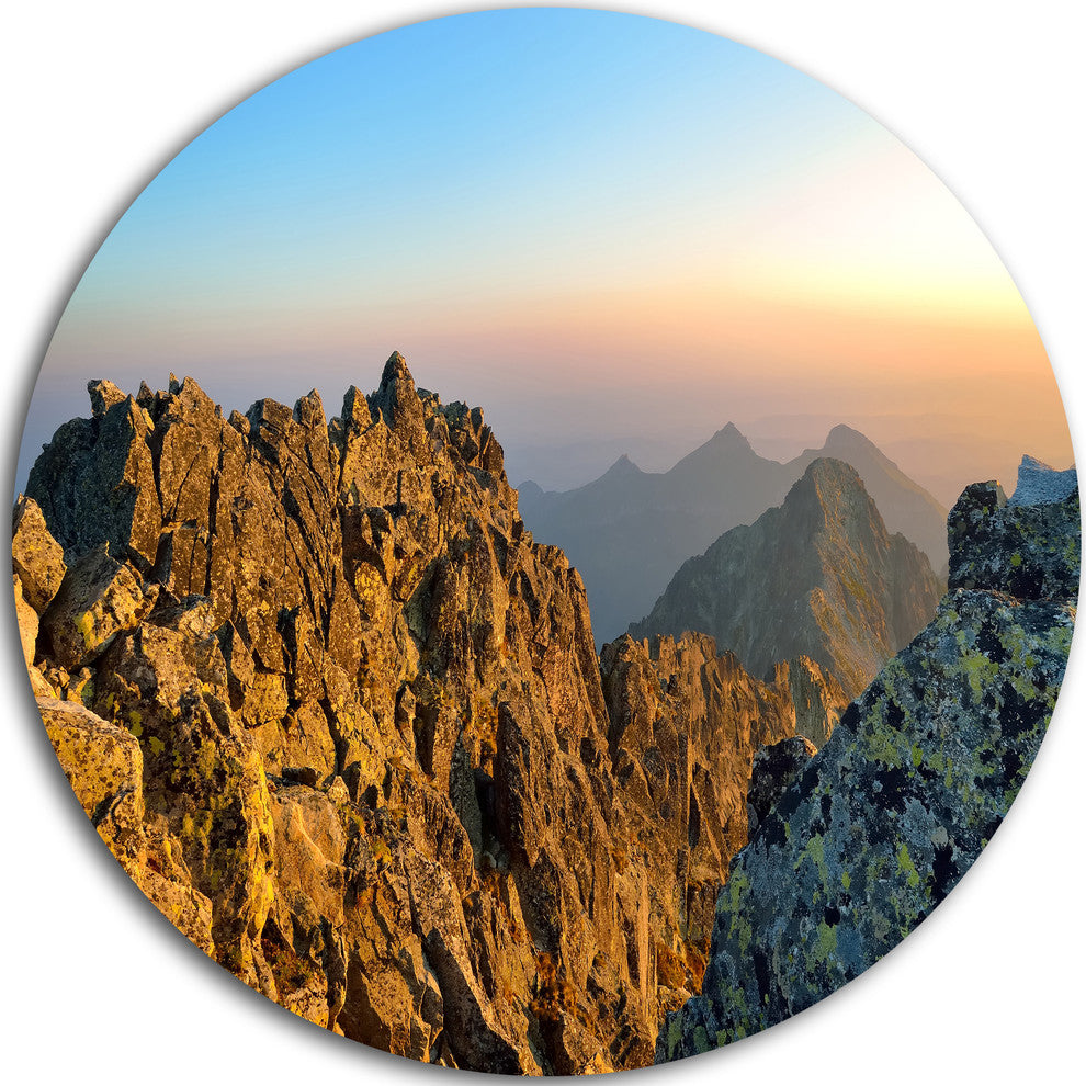 View From Baranie Rohy Peak, Landscape Photo Disc Metal Artwork, 23"