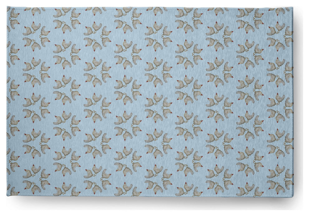 Chickens-go-round Easter Chenille Rug, After Rain Blue, 4'x6'