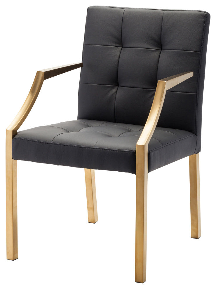 Alexia Dining Chair Brushed Gold, Black