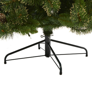7.5' Golden Washington Pine Faux Xmas Tree W/Lights, Pinecone, Bendable Branches