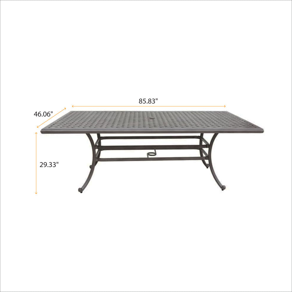 Carlsbad 46x86 Inch Cast Aluminum Rectangle Table, Heritage Grey