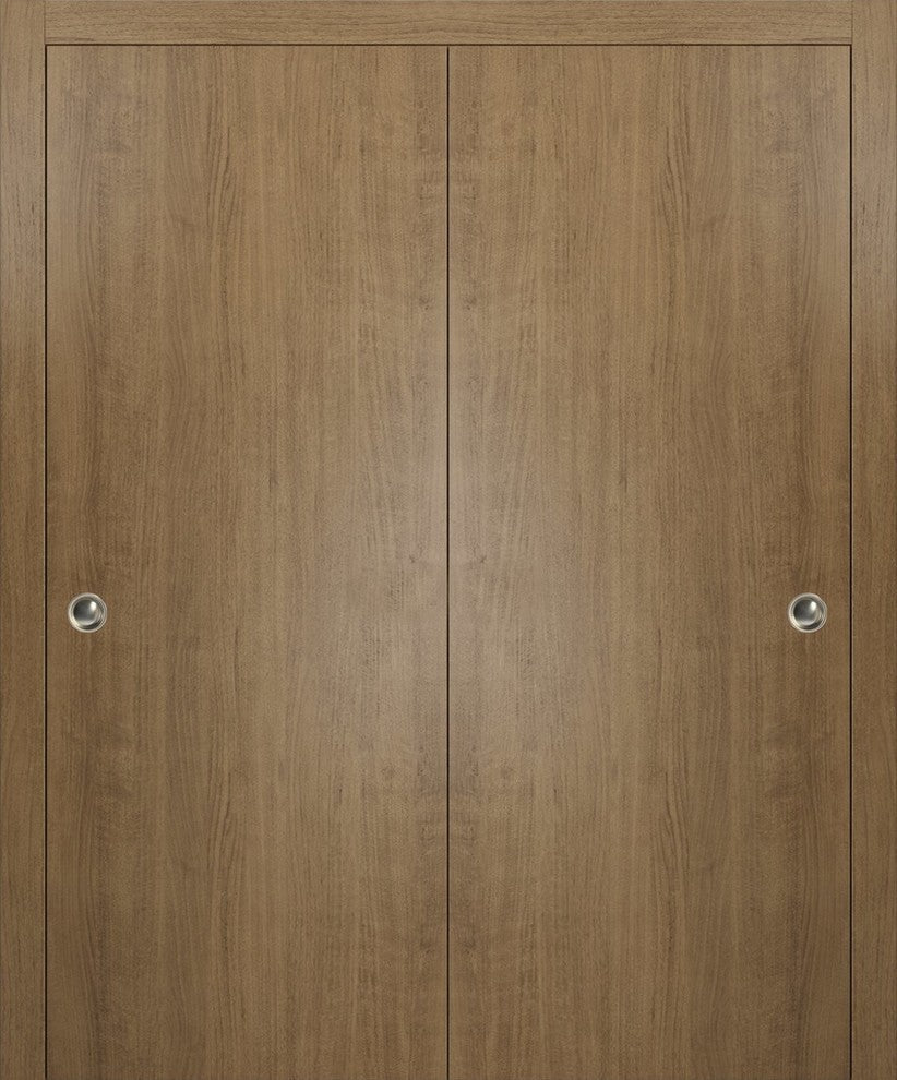 Sliding Closet Bypass Doors 56 x 80 & Hardware | Planum 0010 Smoky Walnut