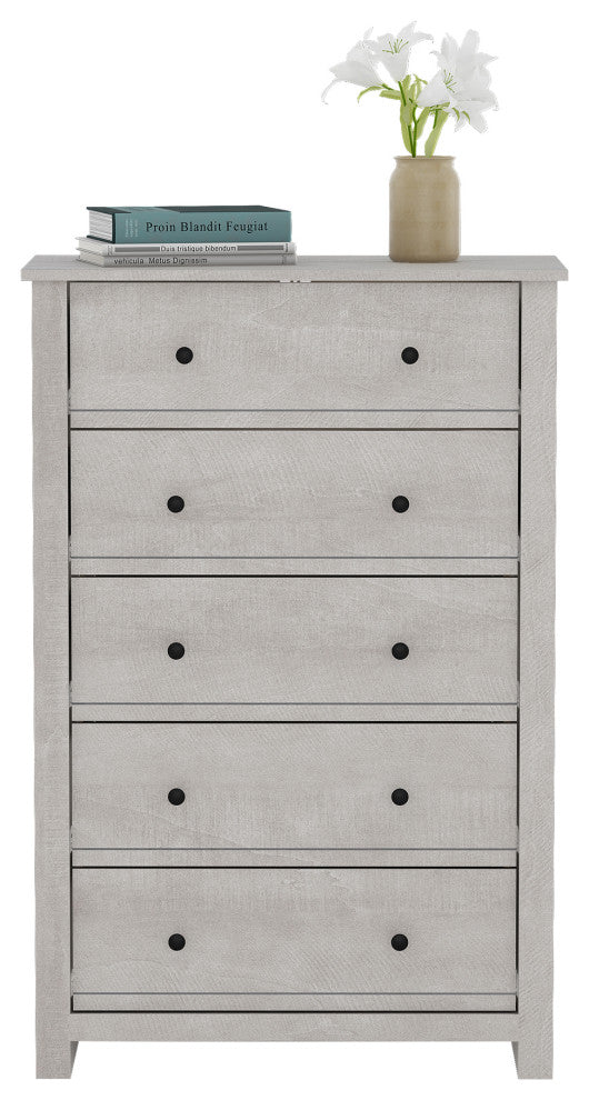 Genoa 5-Drawer Chest of Drawer 46.2"x17.1"x30.4", Dusty Gray Oak