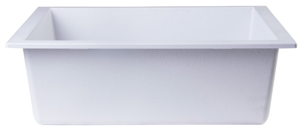 Ab2420Um-W White 24" Undermount Single Bowl Granite Composite Kitchen Sink