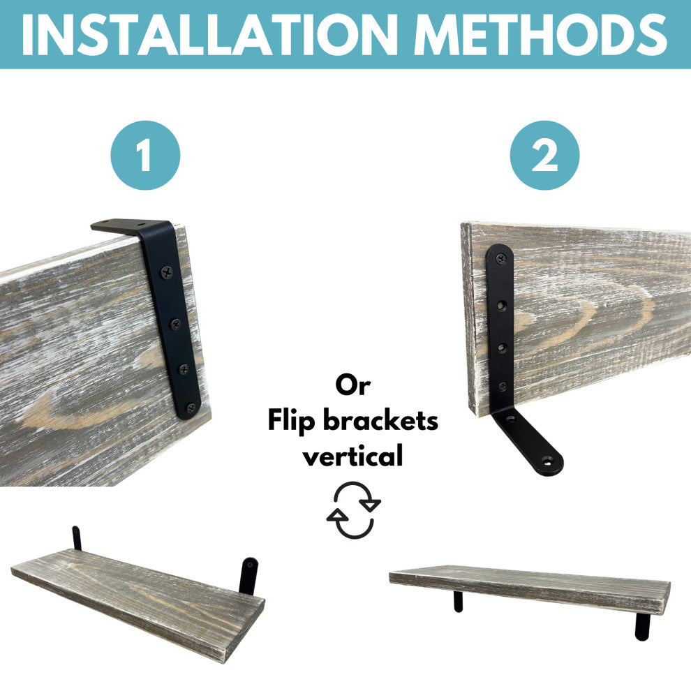 Barn Walls Floating Shelves - Set of 4, Graywash