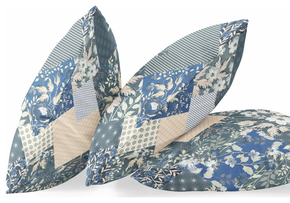 20" Gray Cream Floral Zippered Suede Throw Pillow