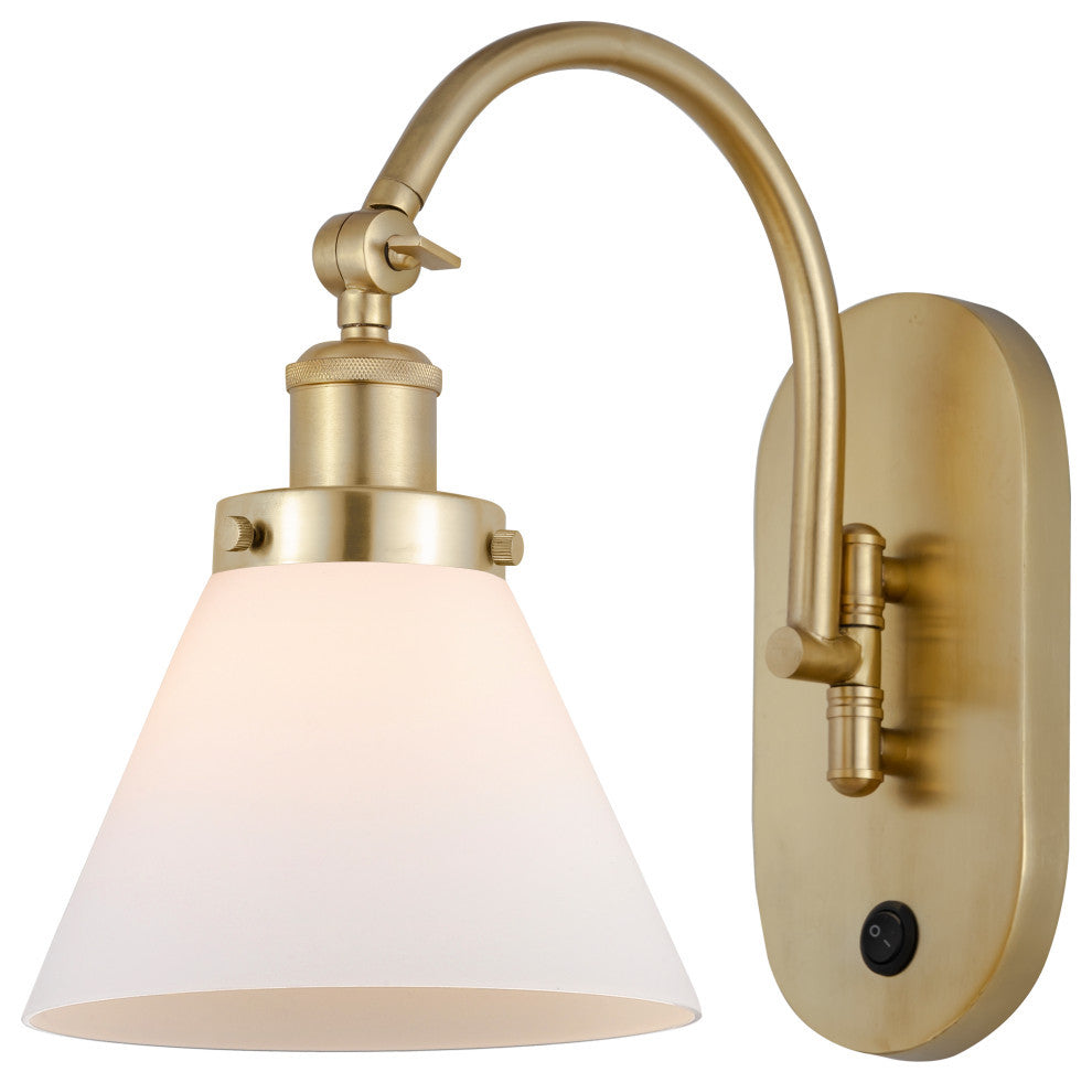 Cone Sconce, Satin Gold, Matte White, Matte White