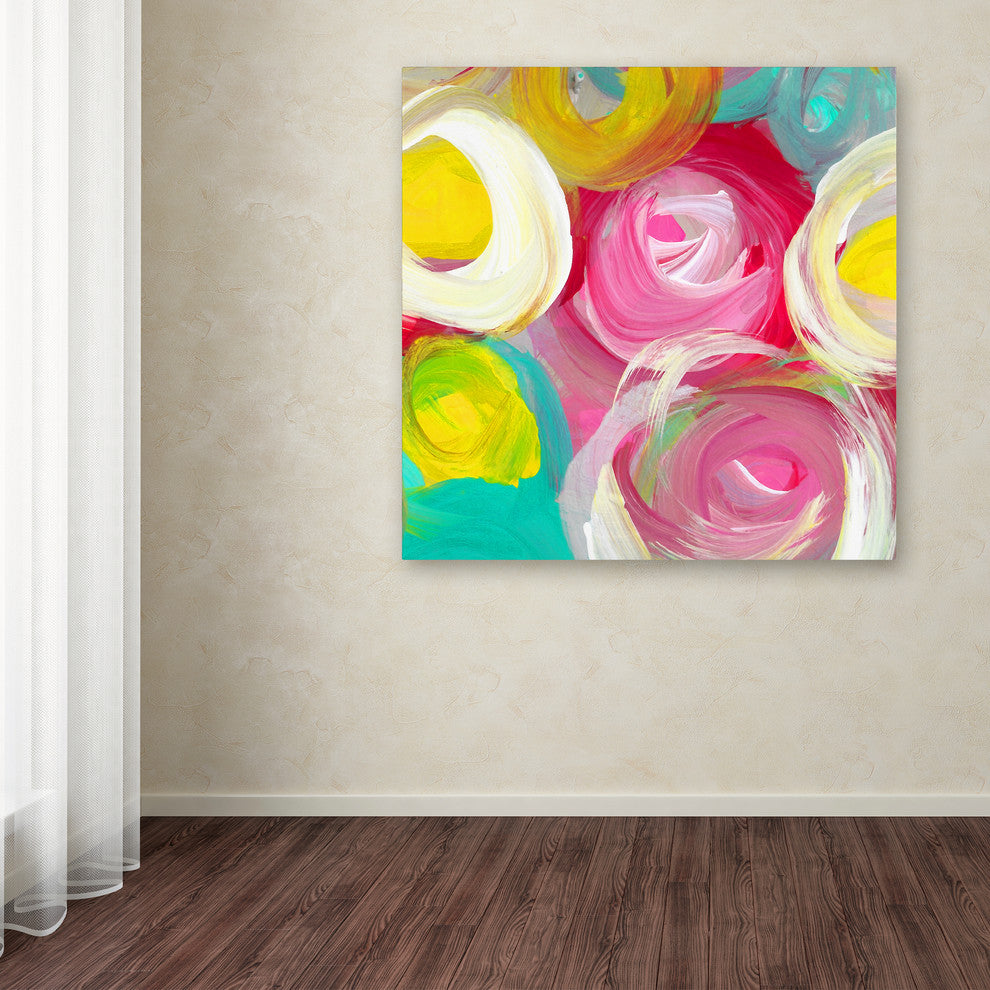 'Rose Garden Circles Square 2' Canvas Art, 18x18
