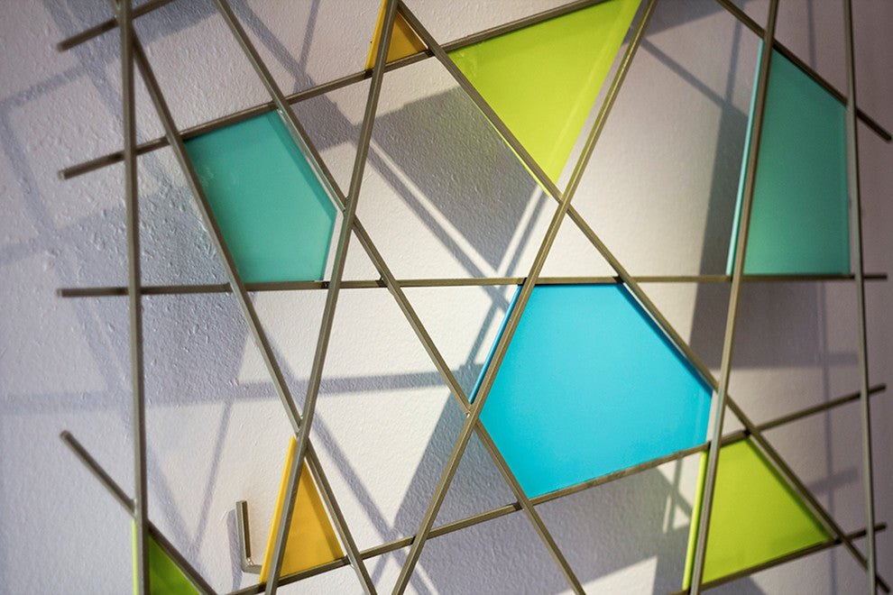 Modern Glass and Metal 3D Wall Sculpture "Triangulation"