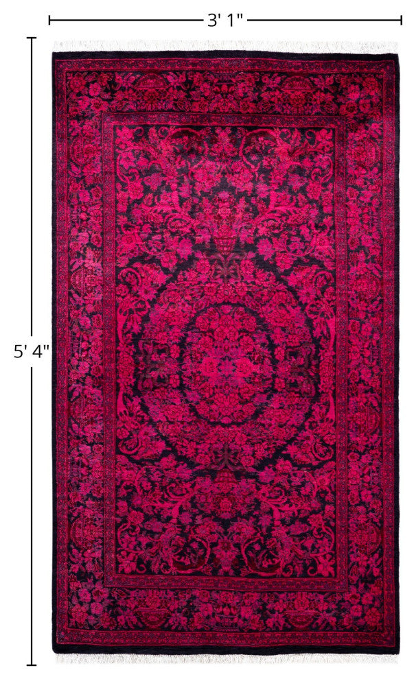Overdyed One-of-a-Kind Hand-Knotted Area Rug Pink, 3' 1" x 5' 4"
