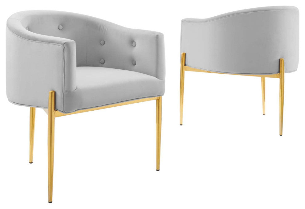 Savour Tufted Performance Velvet Accent Chairs Set of 2 Light Gray