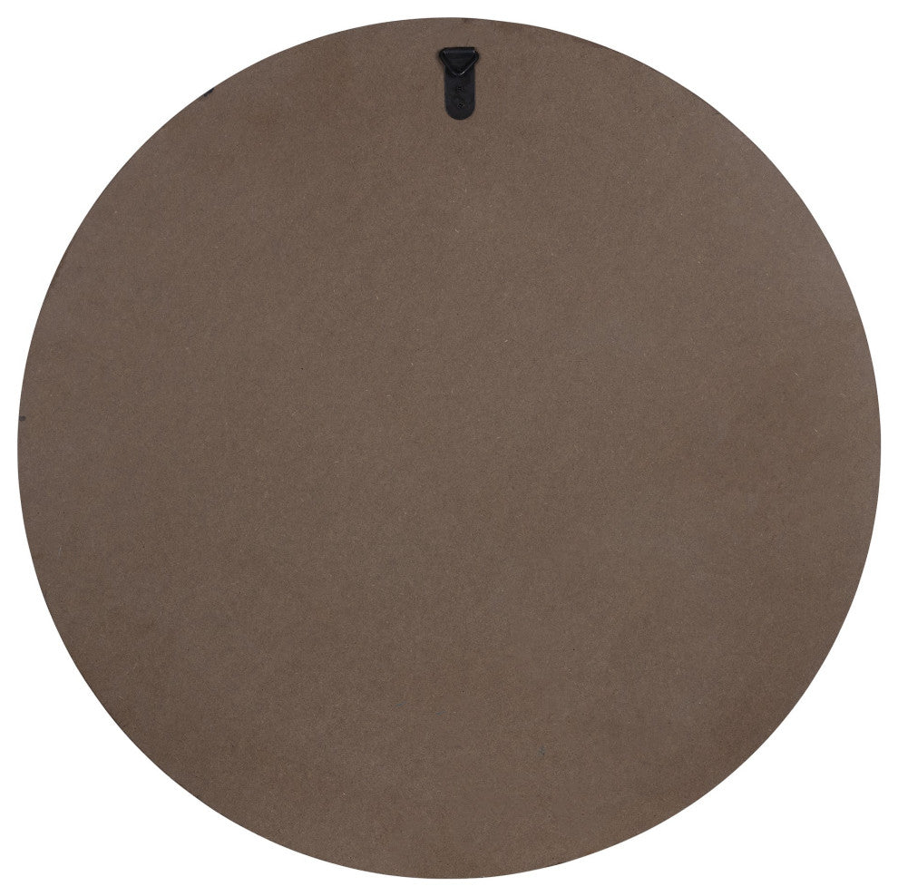 Contemporary Round Wall Mirror With Wooden Detailing