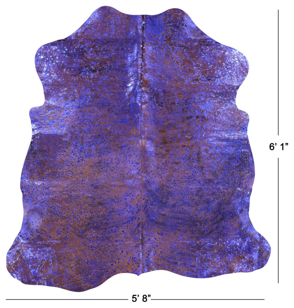 Blue Metallic Cowhide Rug 6' 1" X 5' 8" C2098