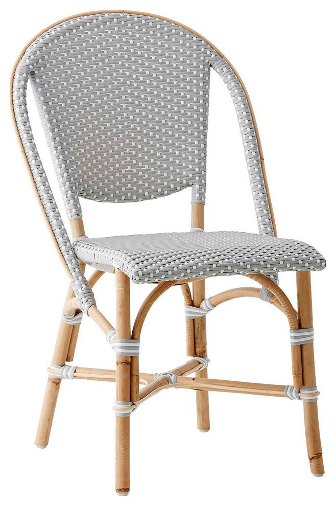 Sofie Outdoor Bistro Stacking Side Chair, Gray With White Dots