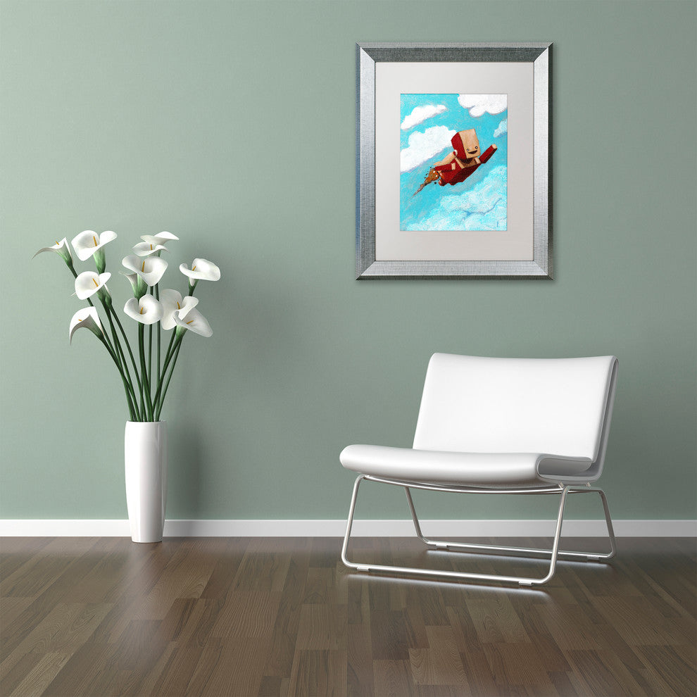 'Rocket Bot' Matted Framed Art, Silver Frame, White Matte, 20x16