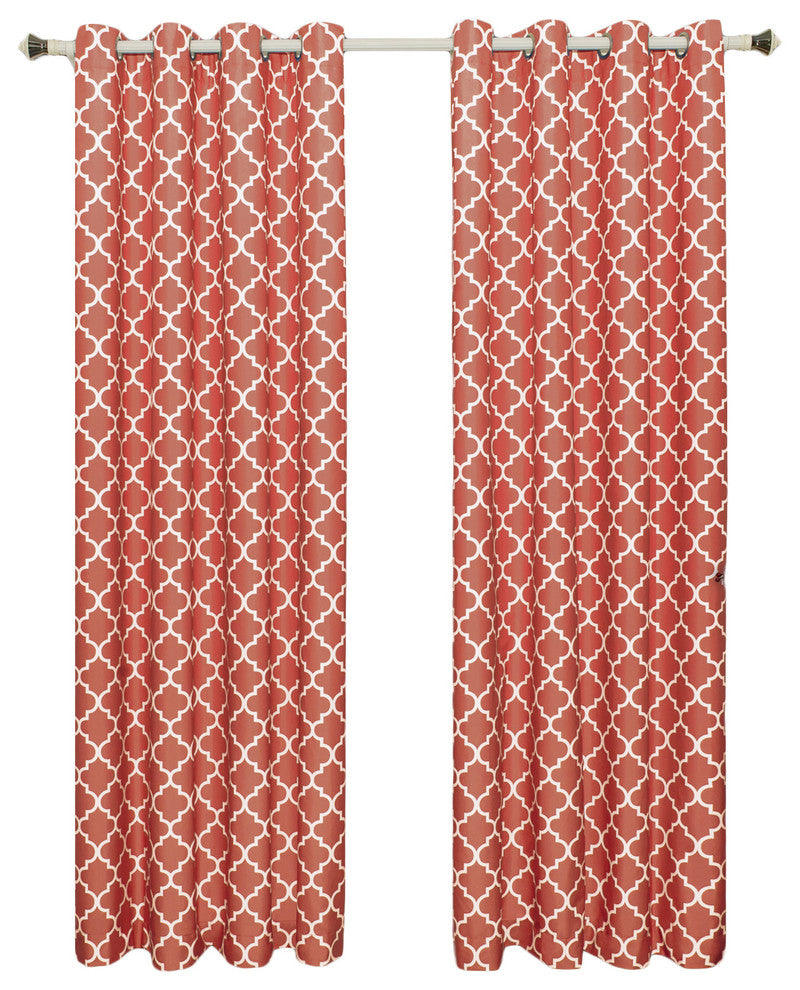 Meridian Room Darkening Grommet Panels, 2PC, Coral, 104"x96"