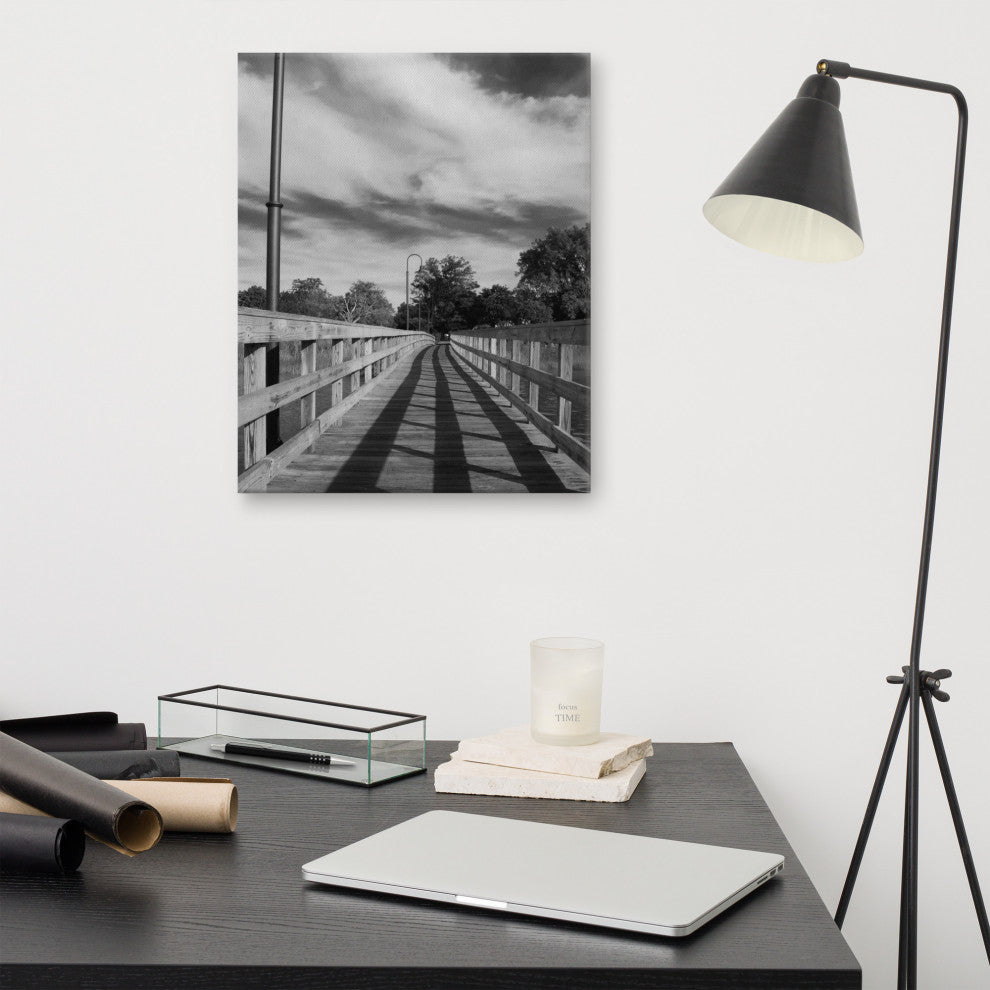 Follow the Lines Black & White Landscape Photo Canvas Wall Art Print, 16" X 20"
